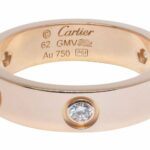 Cartier Love Ring 3 Diamonds 18k Rose Gold Size 62 B4087562