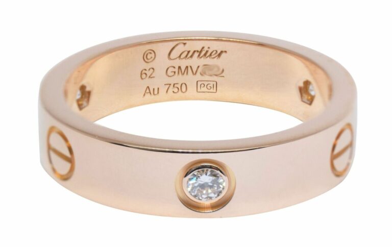 Cartier Love Ring 3 Diamonds 18k Rose Gold Size 62 B4087562