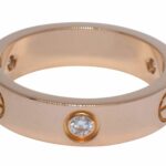 Cartier Love Ring 3 Diamonds 18k Rose Gold Size 62 B4087562