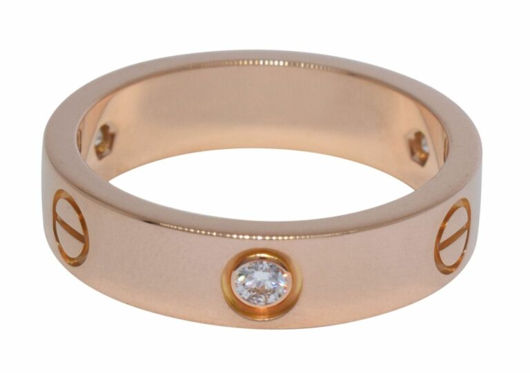 Cartier Love Ring 3 Diamonds 18k Rose Gold Size 62 B4087562