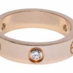 Cartier Love Ring 3 Diamonds 18k Rose Gold Size 62 B4087562