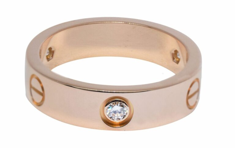 Cartier Love Ring 3 Diamonds 18k Rose Gold Size 62 B4087562