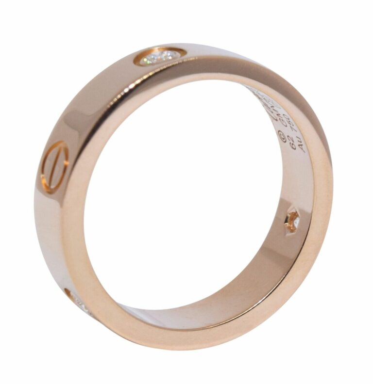 Cartier Love Ring 3 Diamonds 18k Rose Gold Size 62 B4087562