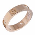 Cartier Love Ring 3 Diamonds 18k Rose Gold Size 62 B4087562