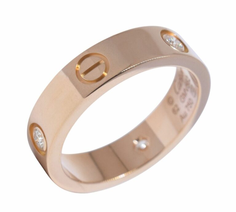 Cartier Love Ring 3 Diamonds 18k Rose Gold Size 62 B4087562