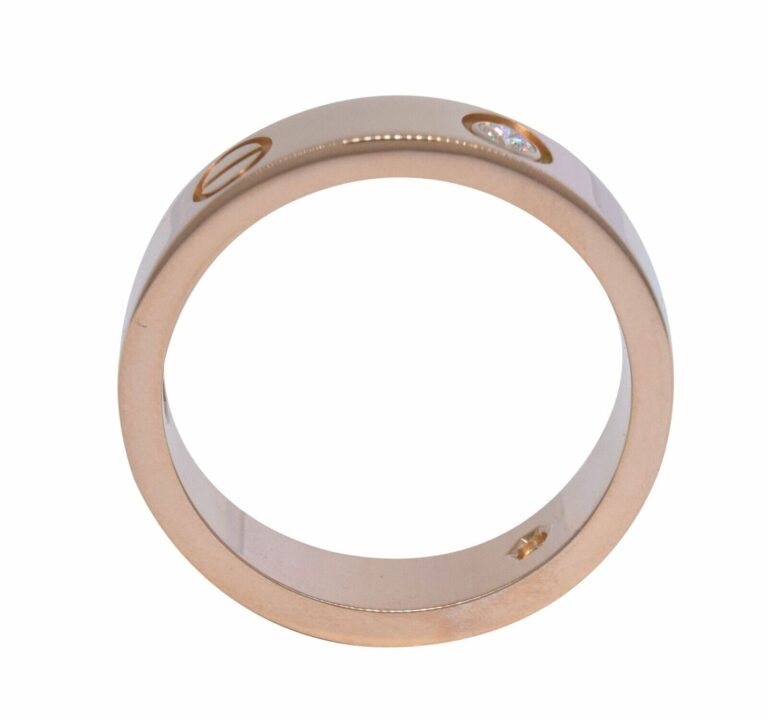 Cartier Love Ring 3 Diamonds 18k Rose Gold Size 62 B4087562