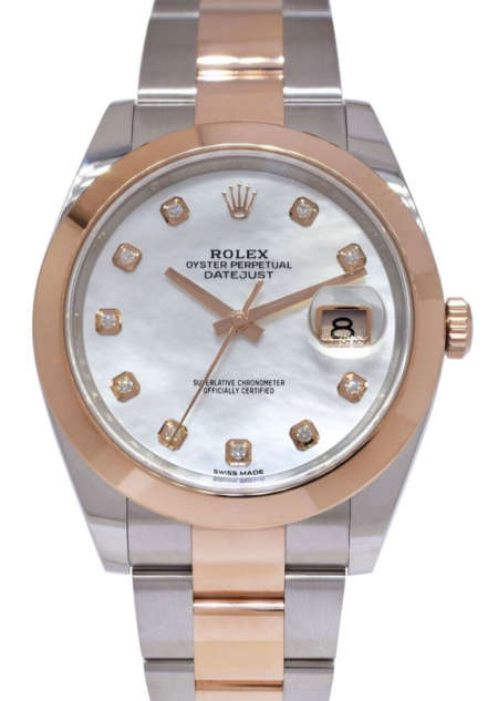 Rolex Datejust 41 Steel/18k Rose Gold MOP Diamond Oyster Watch +Card '21 126301