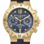 Bvlgari Diagono Scuba Chronograph 18k Yellow Gold Mens Watch B/P Bulgari SC38G