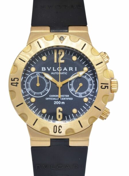 Bvlgari Diagono Scuba Chronograph 18k Yellow Gold Mens Watch B/P Bulgari SC38G