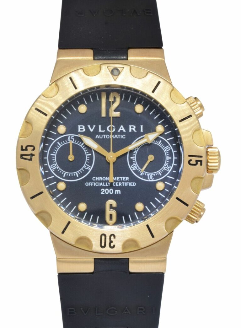 Bvlgari Diagono Scuba Chronograph 18k Yellow Gold Mens Watch B/P Bulgari SC38G