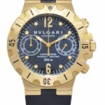 Bvlgari Diagono Scuba Chronograph 18k Yellow Gold Mens Watch B/P Bulgari SC38G