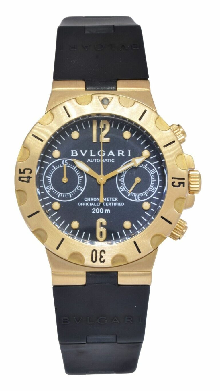 Bvlgari Diagono Scuba Chronograph 18k Yellow Gold Mens Watch B/P Bulgari SC38G