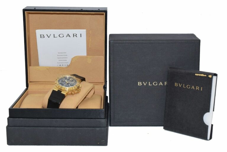 Bvlgari Diagono Scuba Chronograph 18k Yellow Gold Mens Watch B/P Bulgari SC38G