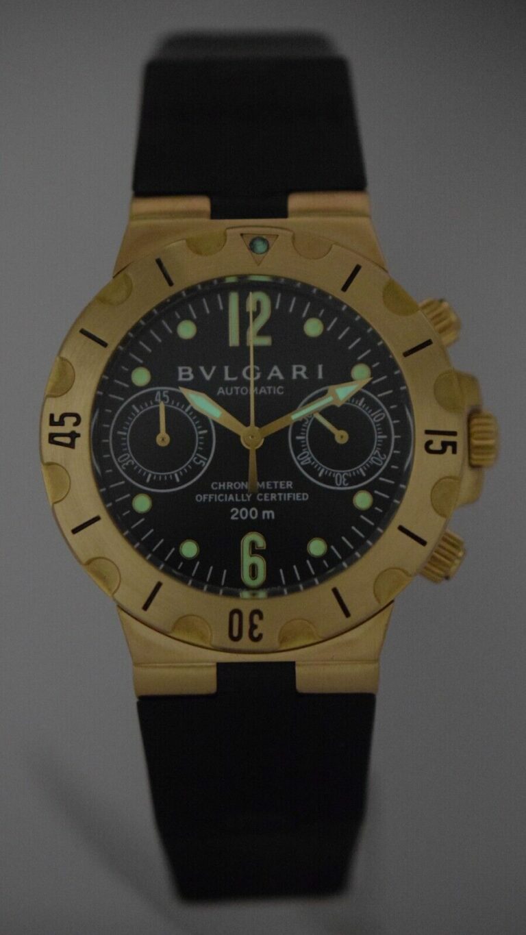 Bvlgari Diagono Scuba Chronograph 18k Yellow Gold Mens Watch B/P Bulgari SC38G