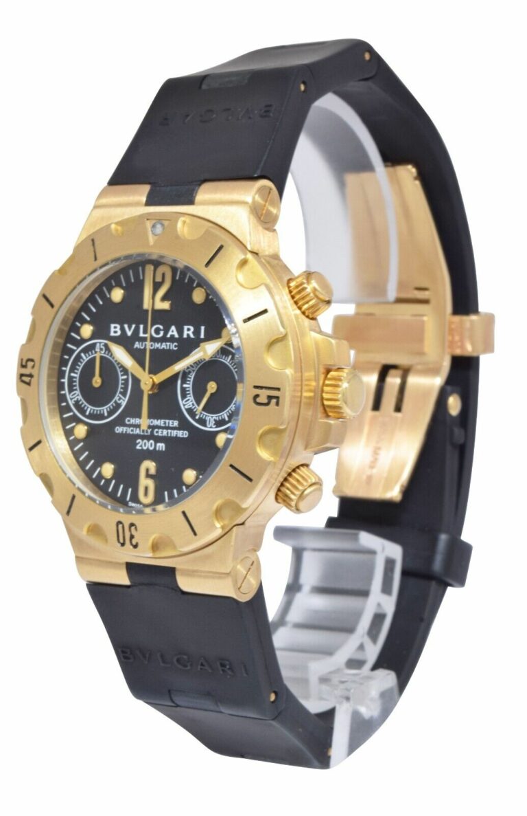 Bvlgari Diagono Scuba Chronograph 18k Yellow Gold Mens Watch B/P Bulgari SC38G