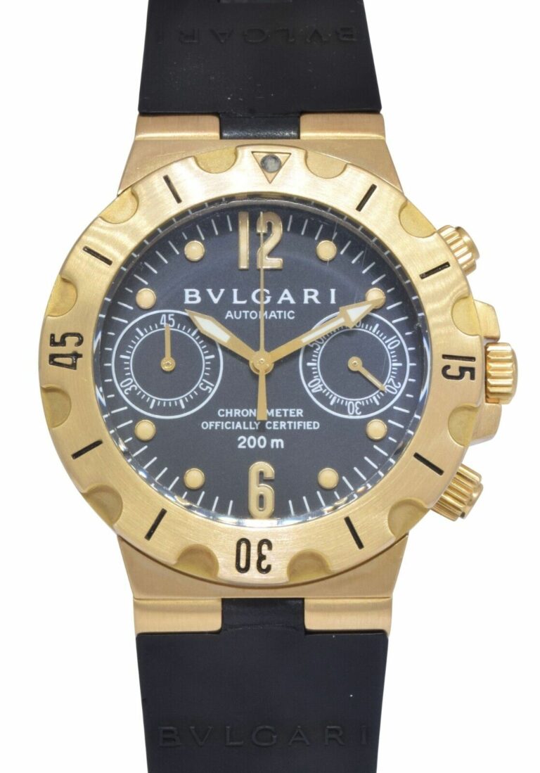 Bvlgari Diagono Scuba Chronograph 18k Yellow Gold Mens Watch B/P Bulgari SC38G