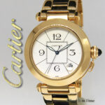 Cartier Pasha 18k Yellow Gold 
Leather Mens 38mm Automatic Watch Ref. 1989