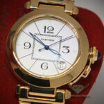 Cartier Pasha 18k Yellow Gold 
Leather Mens 38mm Automatic Watch Ref. 1989