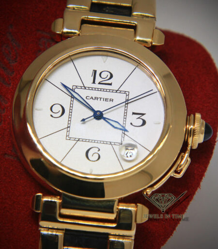 Cartier Pasha 18k Yellow Gold & Leather Mens 38mm Automatic Watch Ref. 1989