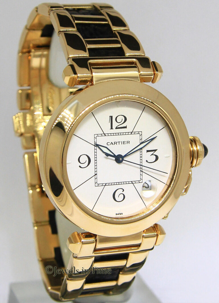 Cartier Pasha 18k Yellow Gold 
Leather Mens 38mm Automatic Watch Ref. 1989