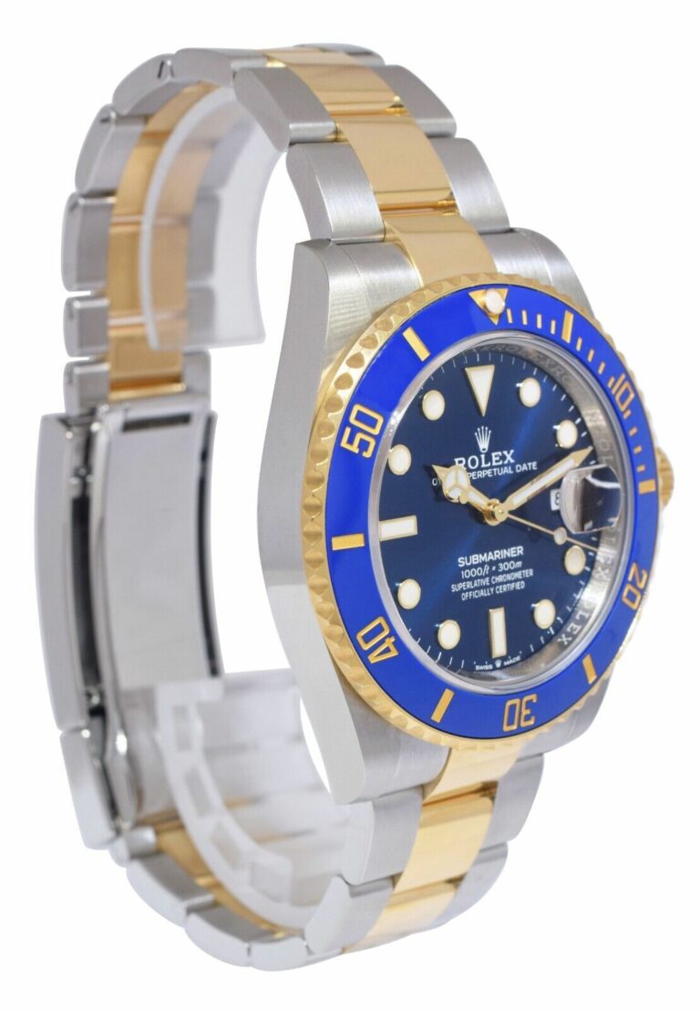 Rolex Submariner Date 18k Yellow Gold/Steel Ceramic Blue 41mm Watch +Card 126613