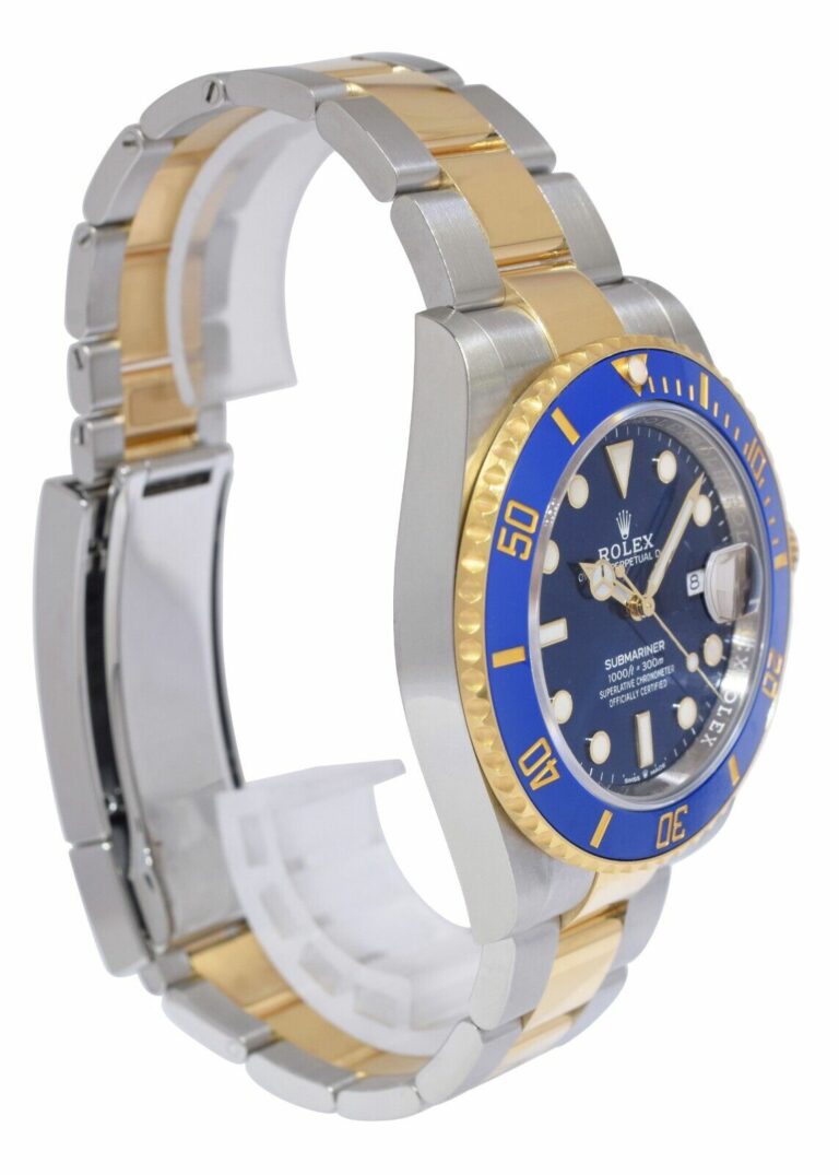 Rolex Submariner Date 18k Yellow Gold/Steel Ceramic Blue 41mm Watch +Card 126613