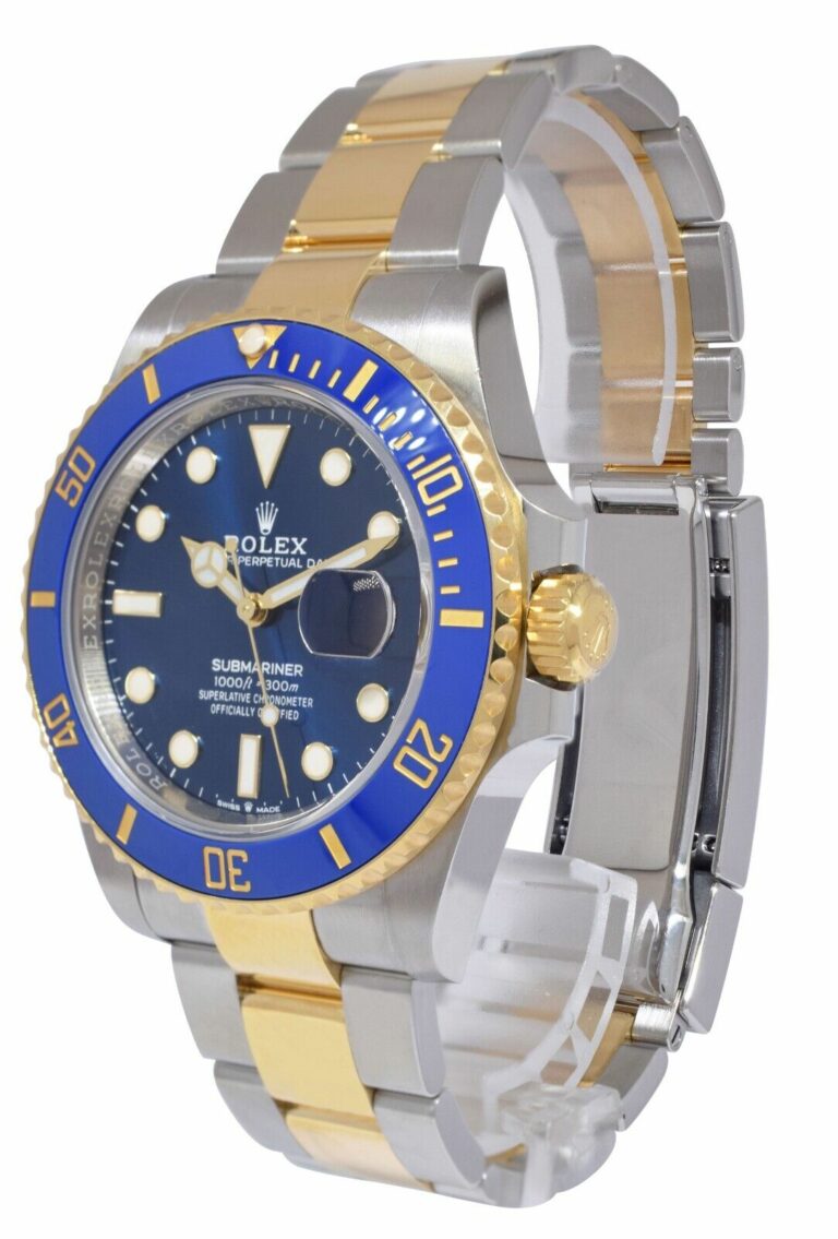 Rolex Submariner Date 18k Yellow Gold/Steel Ceramic Blue 41mm Watch +Card 126613