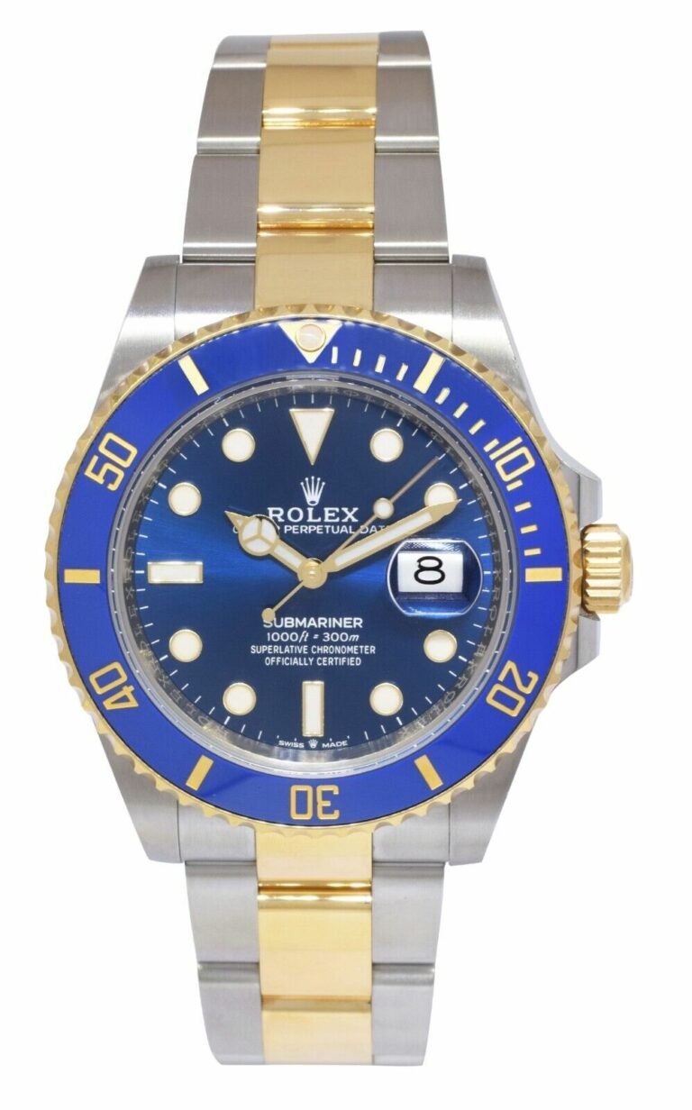 Rolex Submariner Date 18k Yellow Gold/Steel Ceramic Blue 41mm Watch +Card 126613