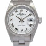 Rolex Date Stainless Steel White Roman Dial Ladies 26mm Oyster Watch Y 79190