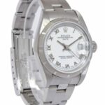 Rolex Date Stainless Steel White Roman Dial Ladies 26mm Oyster Watch Y 79190