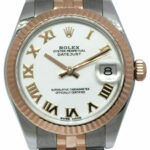 Rolex Datejust 18k Rose Gold/Steel White Roman Dial Ladies 31mm Watch 178271