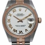 Rolex Datejust 18k Rose Gold/Steel White Roman Dial Ladies 31mm Watch 178271