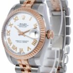 Rolex Datejust 18k Rose Gold/Steel White Roman Dial Ladies 31mm Watch 178271