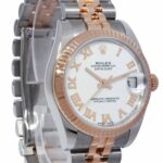 Rolex Datejust 18k Rose Gold/Steel White Roman Dial Ladies 31mm Watch 178271