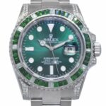 Rolex Submariner Date Steel Green Stones 
Diamond 40mm Watch +Card 116610