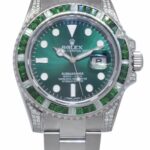 Rolex Submariner Date Steel Green Stones 
Diamond 40mm Watch +Card 116610