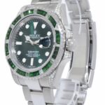 Rolex Submariner Date Steel Green Stones 
Diamond 40mm Watch +Card 116610