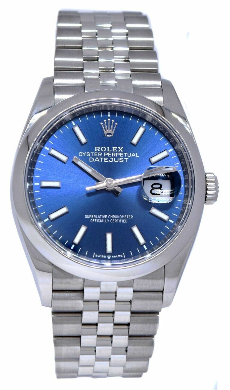 Rolex Datejust 36 Steel Blue Dial Jubilee Bracelet Mens Watch '19+ 126200