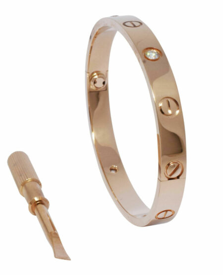 Cartier Love Bracelet 4 Diamond 18k Rose Gold Size 16 Pouch/Papers 2019