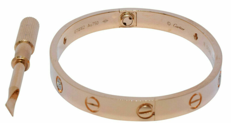 Cartier Love Bracelet 4 Diamond 18k Rose Gold Size 16 Pouch/Papers 2019