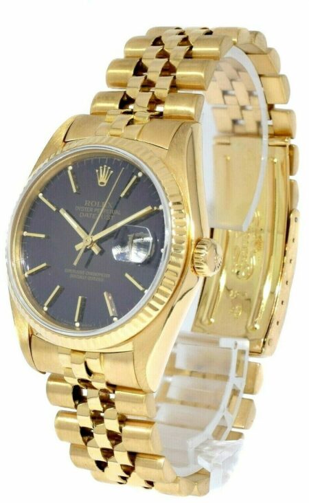 Rolex Datejust 18k Yellow Gold Purple Jubilee Mens 36mm Watch 16018