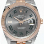 Rolex Datejust 41 18k Rose Gold/Steel Wimbledon Gray Dial Mens Watch 126331