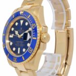 Rolex Submariner Date 18k Yellow Gold Blue Ceramic 40mm Watch B/P '15 116618