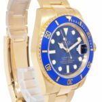 Rolex Submariner Date 18k Yellow Gold Blue Ceramic 40mm Watch B/P '15 116618