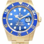 Rolex Submariner Date 18k Yellow Gold Blue Ceramic 40mm Watch B/P '15 116618