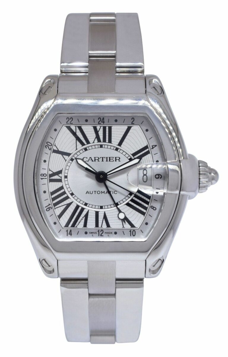 Cartier Roadster XL GMT Steel Silver Dial Mens Automatic Watch W62032X6 2722