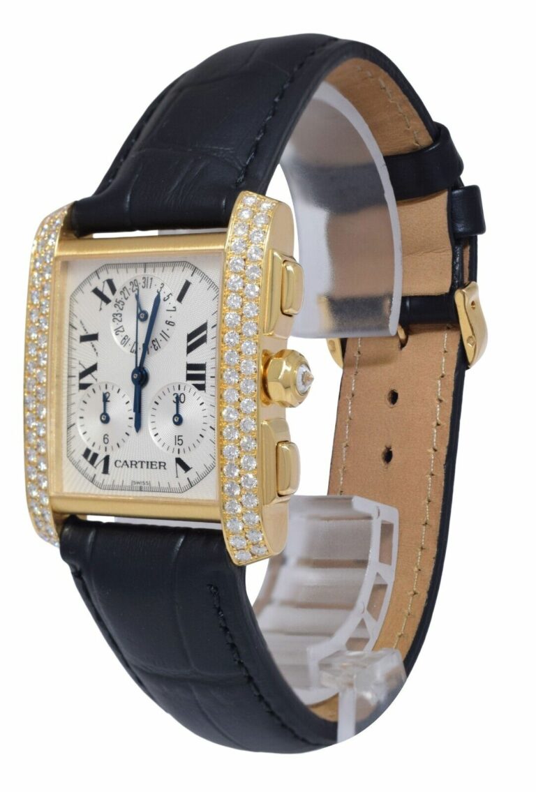 Cartier Tank Francaise Chronograph 18k Yellow Gold Diamond Watch WE101151 1830