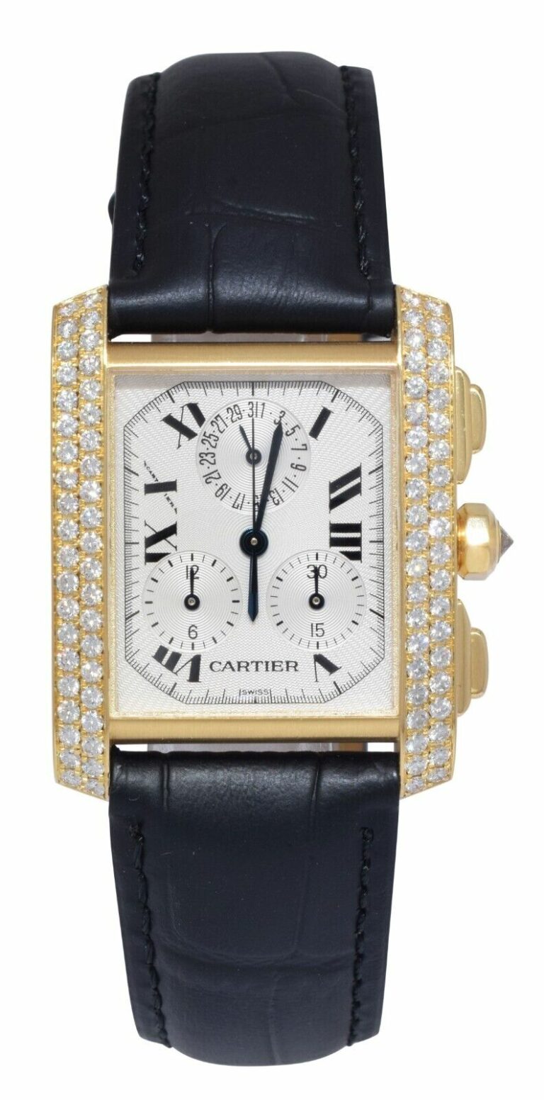 Cartier Tank Francaise Chronograph 18k Yellow Gold Diamond Watch WE101151 1830