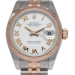 Rolex Datejust 18k Rose Gold/Steel White Dial Ladies 26mm Watch +Card '11 179171