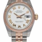 Rolex Datejust 18k Rose Gold/Steel White Dial Ladies 26mm Watch +Card '11 179171